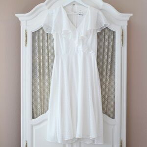 Tommy Hilfiger White Chiffon Dot Midi Dress